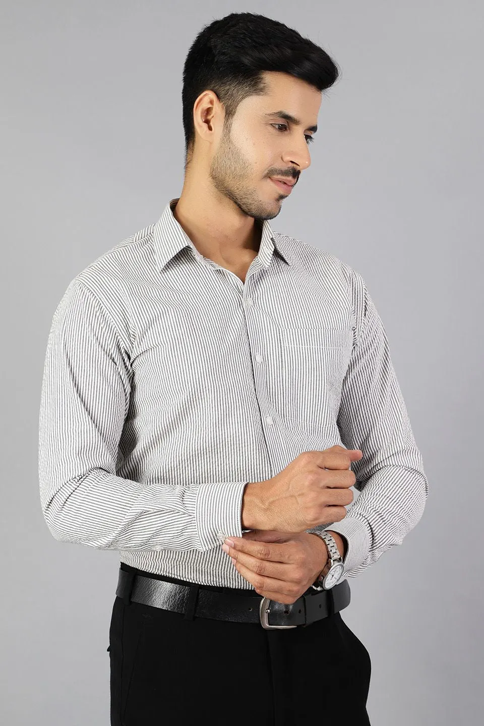 100% Premium Cotton Black Printed Shirt