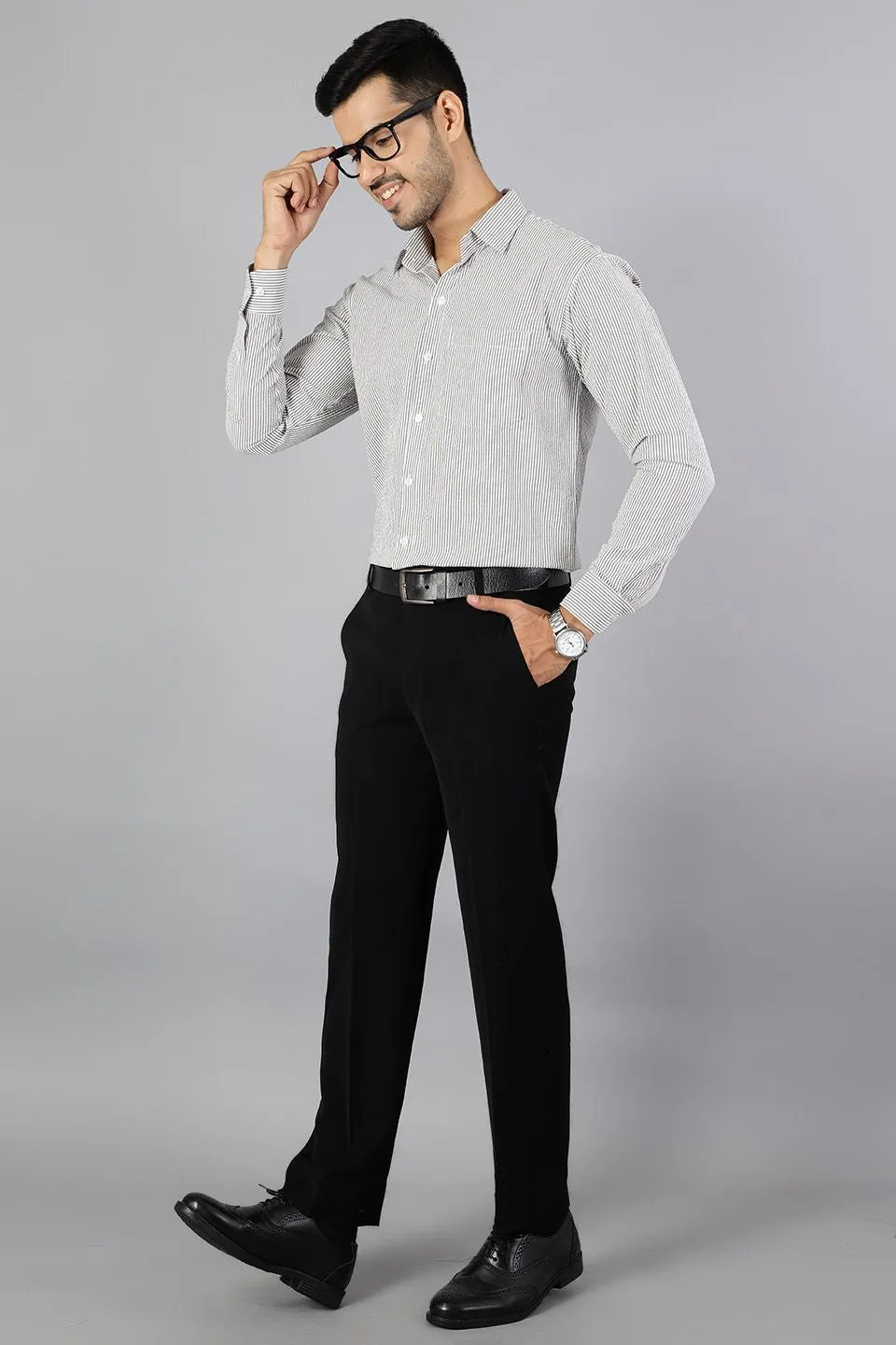 100% Premium Cotton Black Printed Shirt