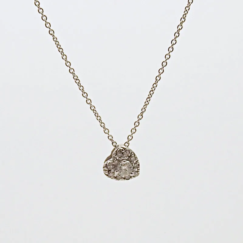 14k Diamond Heart Slide Pendant Necklace