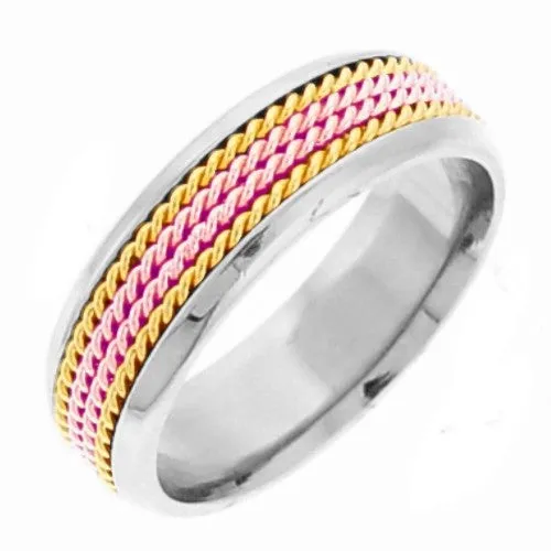 14K or 18K Tri-Color Gold Hand Braided Ring