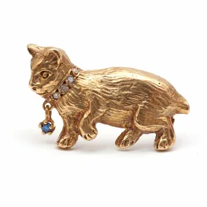 14k Victorian Kitten Brooch