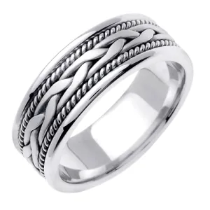 14K White or Yellow Gold Hand Braided Cord Ring