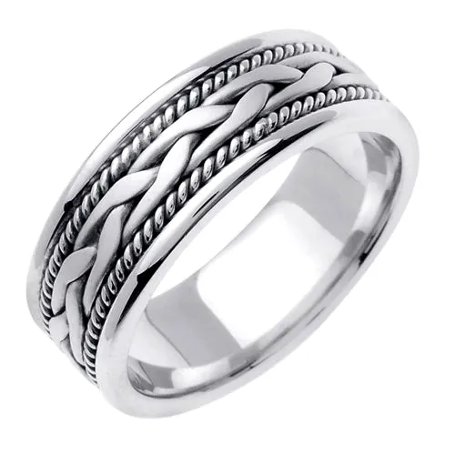 14K White or Yellow Gold Hand Braided Cord Ring