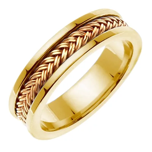 14K White or Yellow Hand Braided Ring