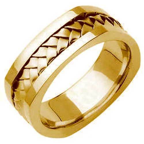 14k White or Yellow Hand Braided Square Ring Band