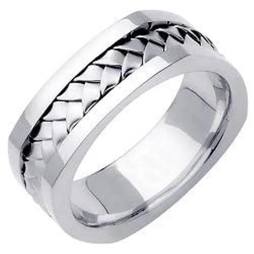 14k White or Yellow Hand Braided Square Ring Band