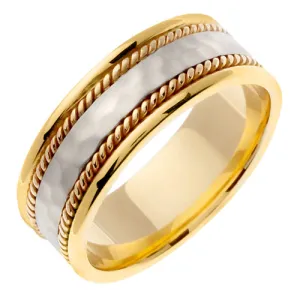 14K Yellow/White or White Hand Braided Ring Band