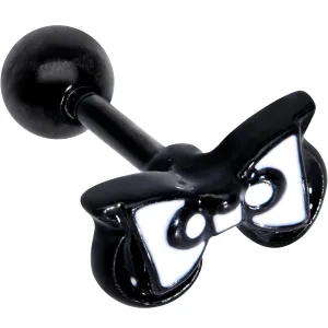 16 Gauge 1/4 Black White Formal Bow Cartilage Tragus Earring