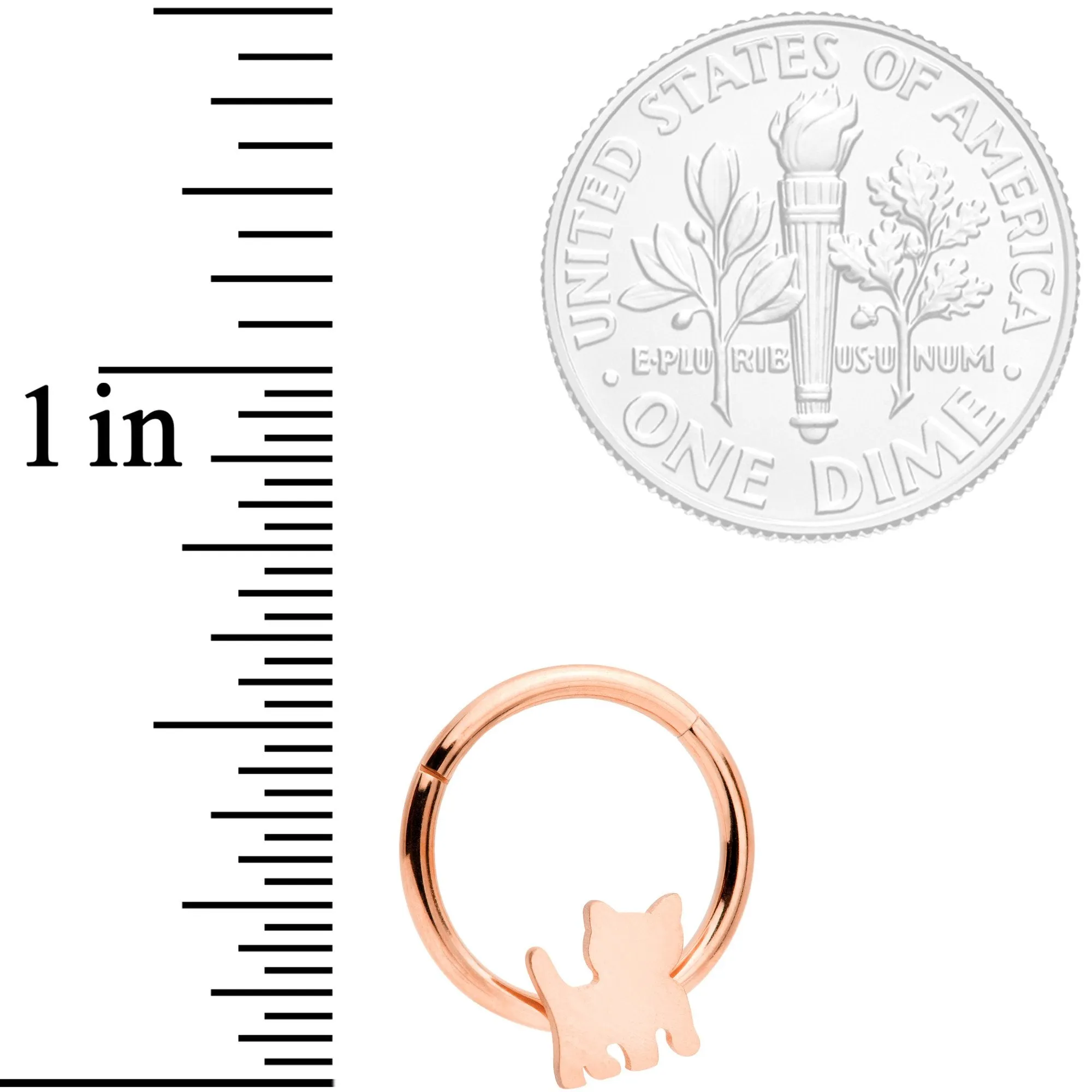 16 Gauge 3/8 Rose Gold Tone Kitty Cat Hinged Segment Ring