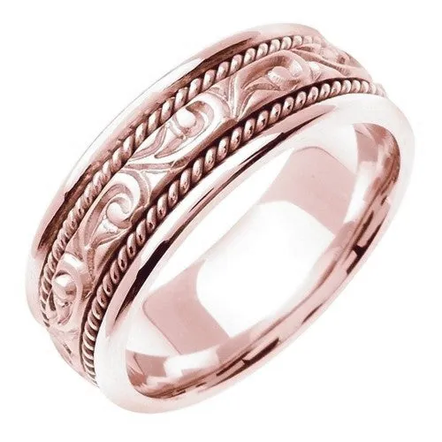 18K Rose or White/Rose Celtic Design With Cord Braid