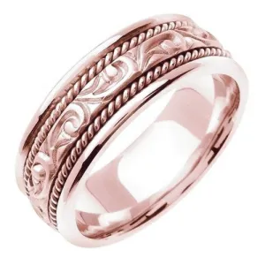 18K Rose or White/Rose Celtic Design With Cord Braid