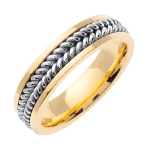18K Yellow/White or White Hand Braided Ring Band