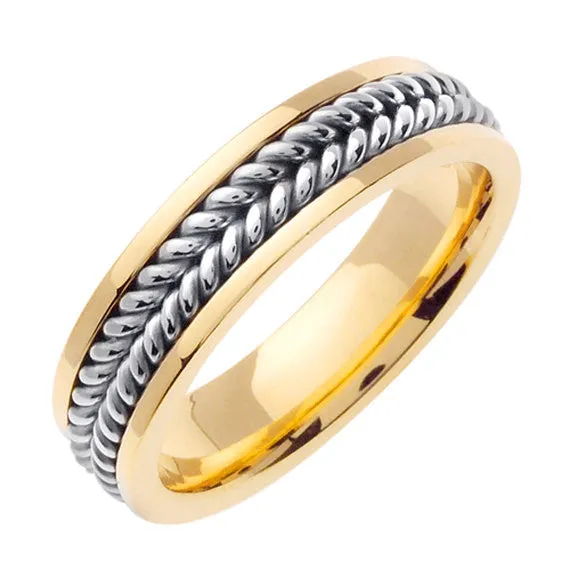18K Yellow/White or White Hand Braided Ring Band