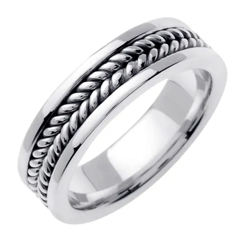 18K Yellow/White or White Hand Braided Ring Band