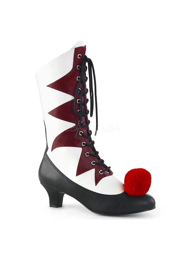 2" Kitten Heel Lace-Up Front Mid-Calf Boot, Side Zip
