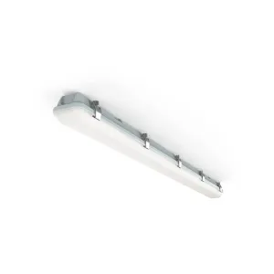 4lite Professional Indoor Or Outdoor Single LED Fully Weatherproof Batten 5ft/1500mm Length IP65 30w 3230lm Polycarbonate Body Non Corrosive Cool White Perfect for Garage Or Loft Lighting
