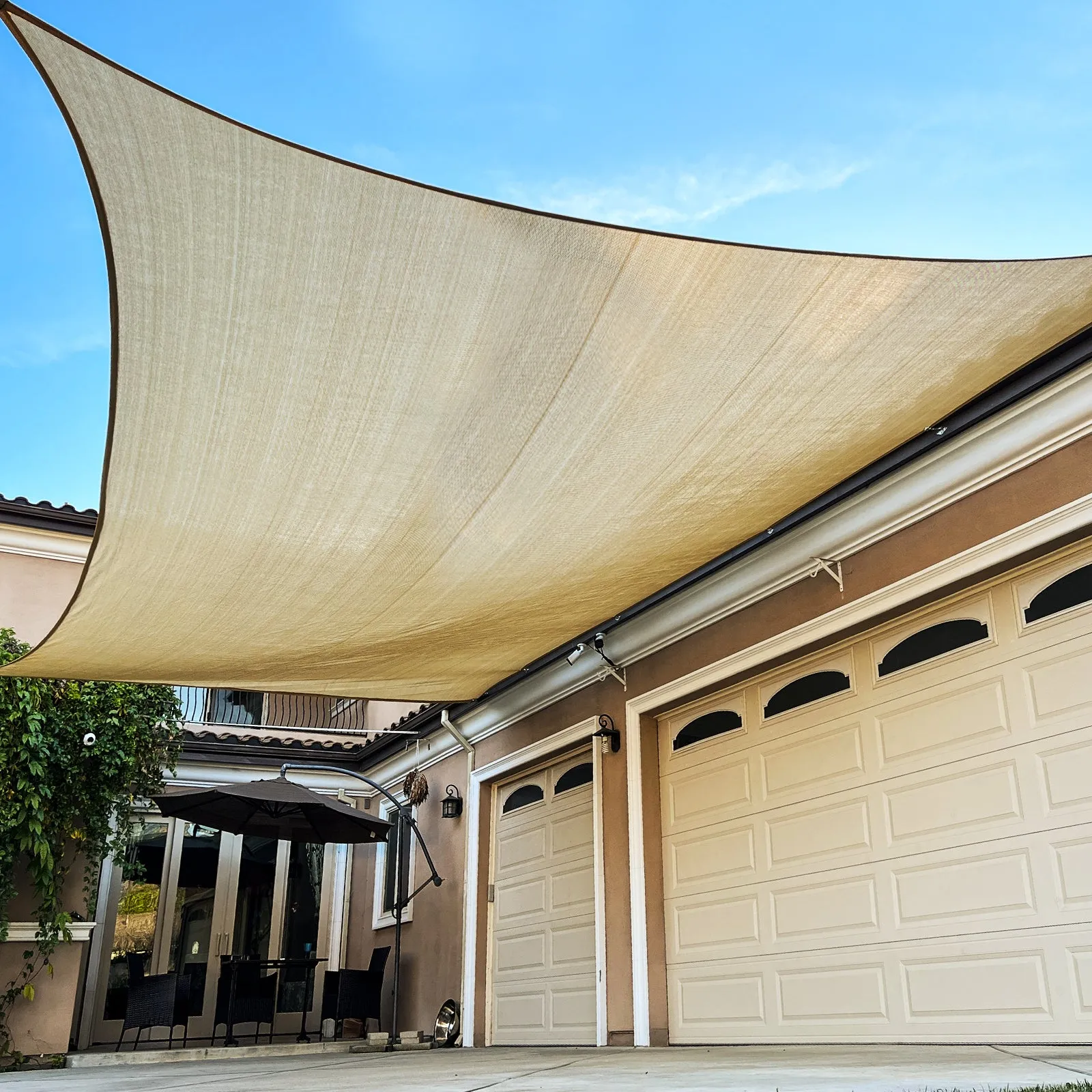 6'x'14' Rectangle Patio Sun Shade Sail（Sand Color）