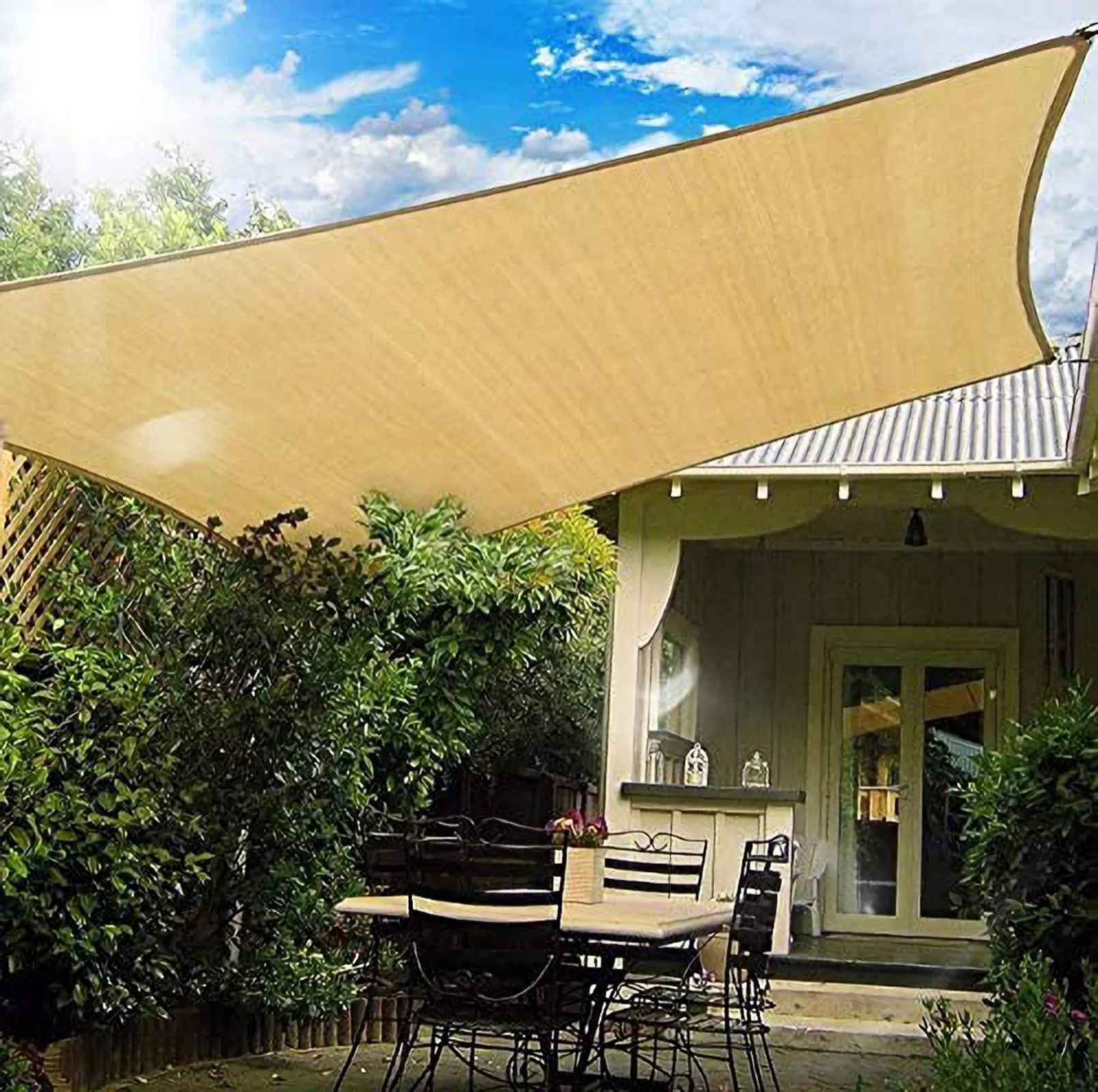 6'x'14' Rectangle Patio Sun Shade Sail（Sand Color）