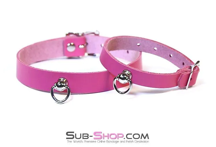 7272A      Hot Pink Leather Kitten Collar