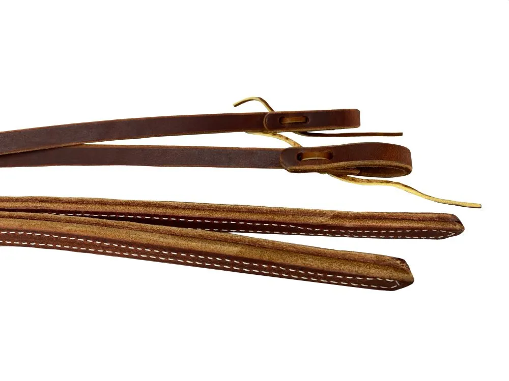 7'8" X 1/2" Double Stitched Harness Leather Weighted Split Reins. MADE IN THE USA.
