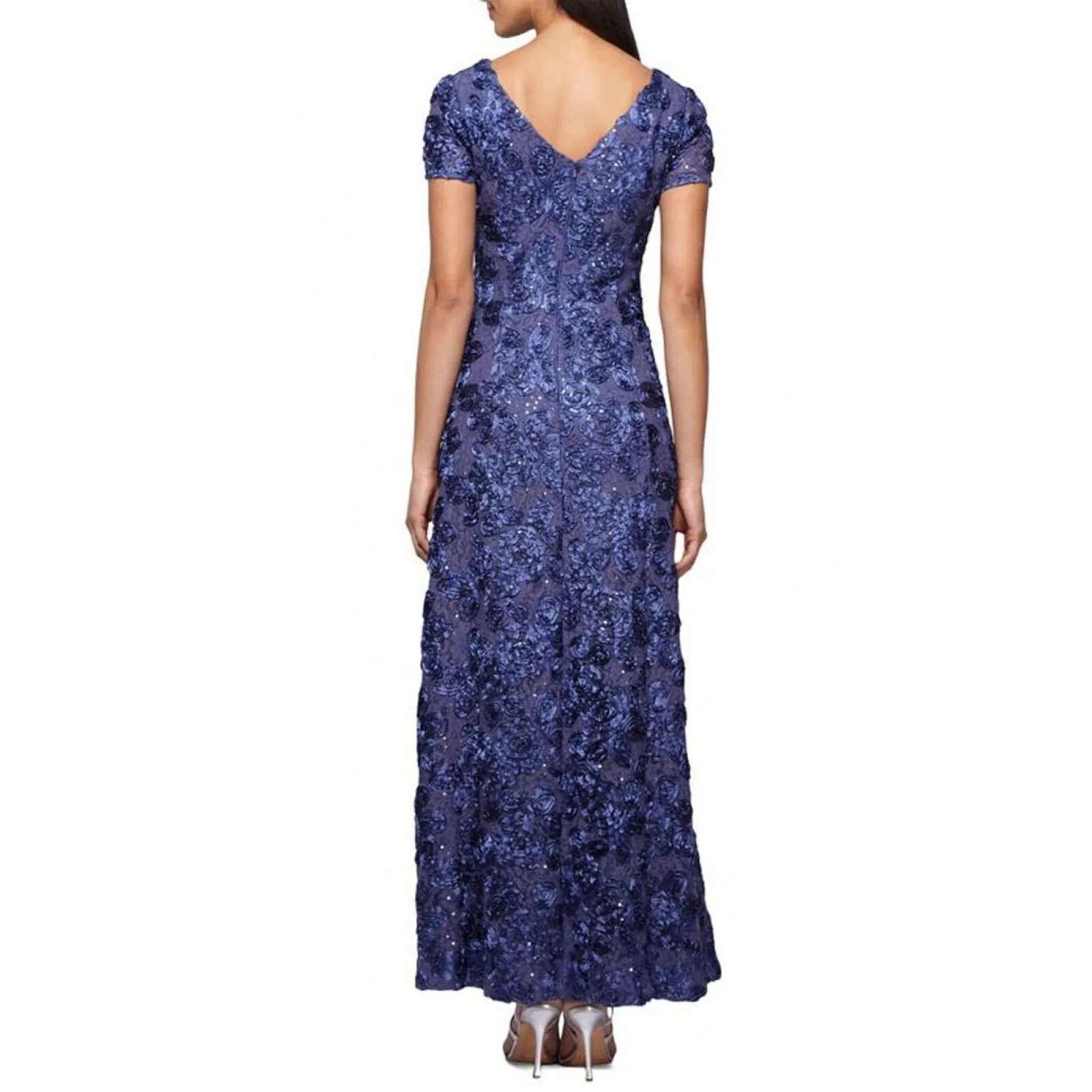 Alex Evenings Women's Rosette Embellished Lace A-Line Gown