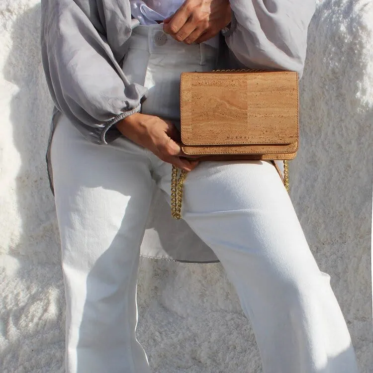 Alpha Handcrafted Cork Vegan Crossbody Bag | Natural