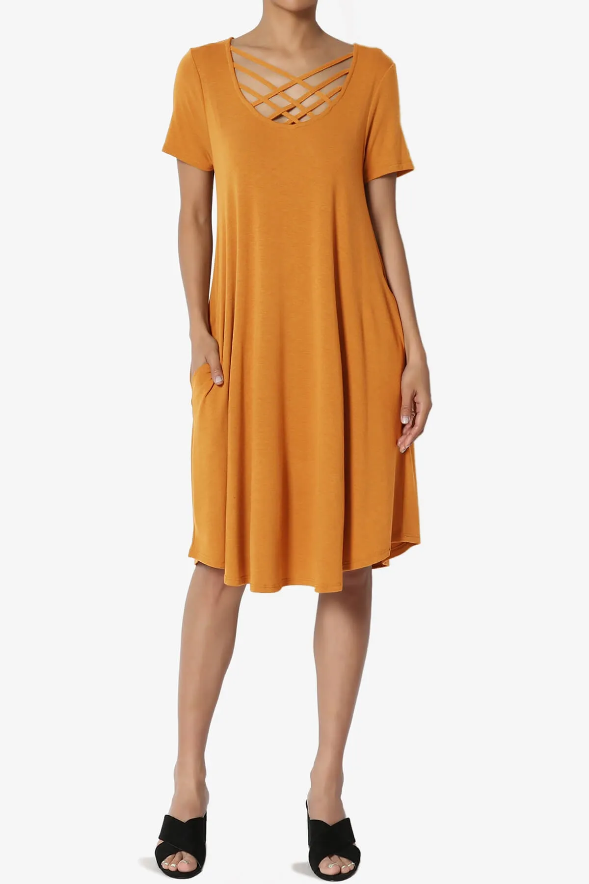 Amella Strappy Scoop Neck Pocket Dress