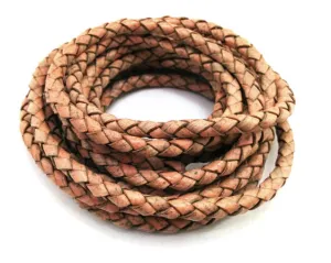 Antiqued Beige Braided Leather Eyeglass Cord