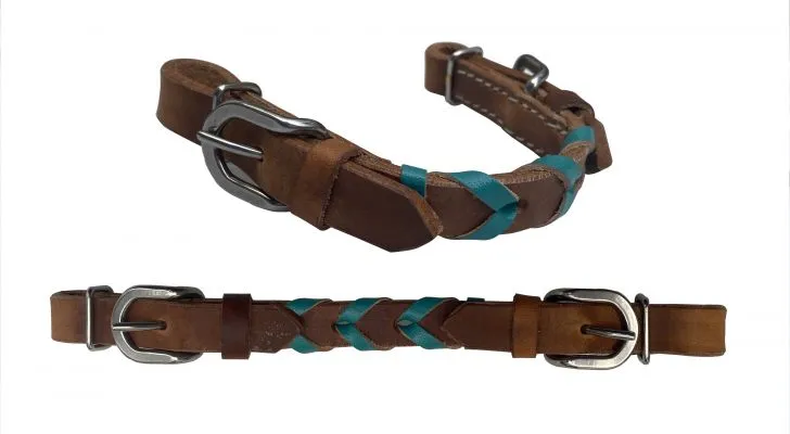 Argentina Cow Leather braided curb strap with accent leather color and buckle