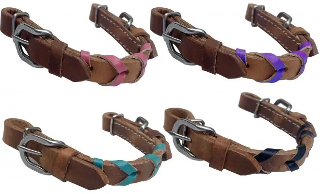 Argentina Cow Leather braided curb strap with accent leather color and buckle