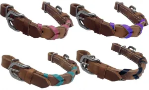 Argentina Cow Leather braided curb strap with accent leather color and buckle