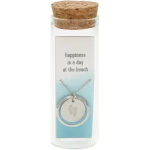 Beach 16.5" - 18.5" Stainless Steel Engraved Necklace in a Bottle