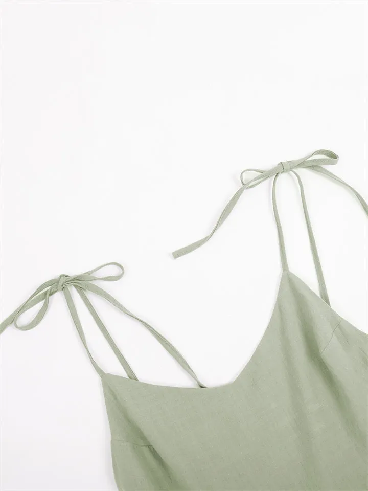 Beach Casual Pure Cotton Backless Strappy Dress for Women