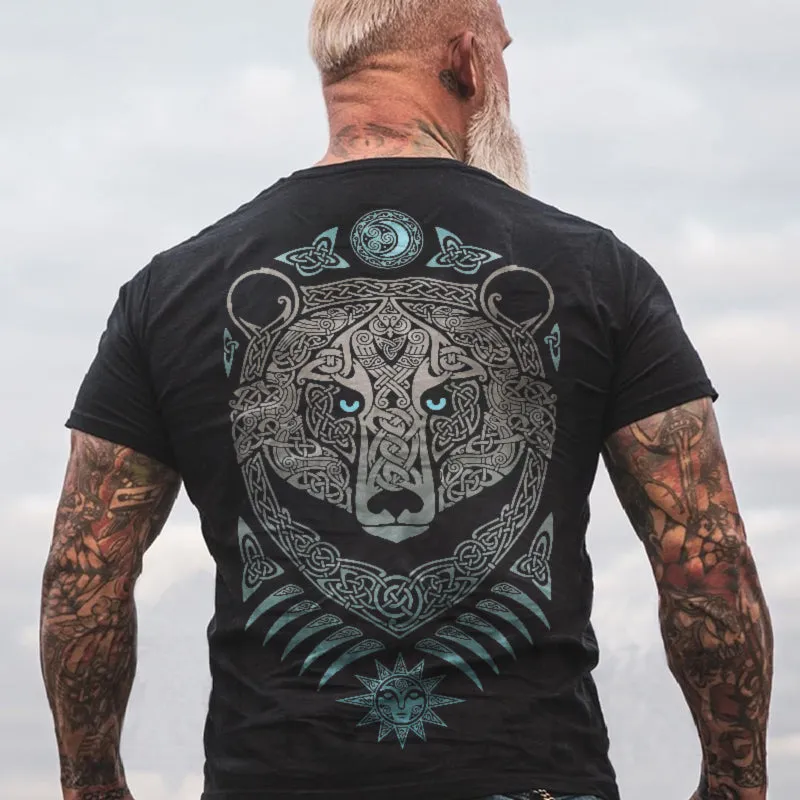 Bear Printed Casual Men's T-shirt