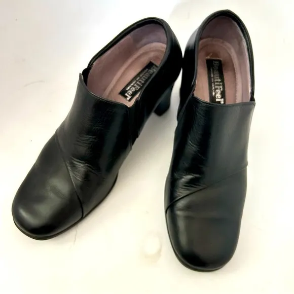 BEAUTIFEEL Tatiana Black Leather Pumps Booties Women's Size EUR 37 US 6.5