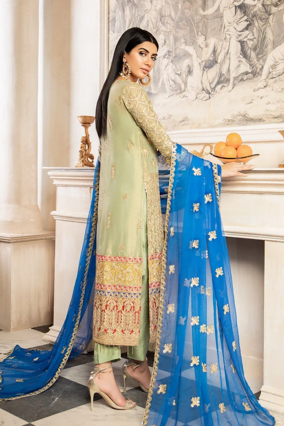 Beautiful Pakistani Mesori Dress With Chiffon Dupatta # CA123