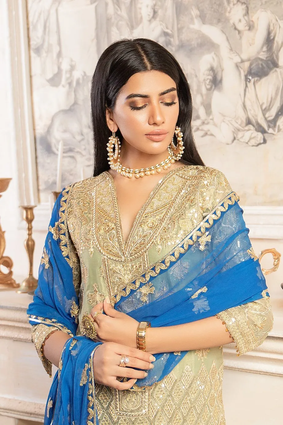 Beautiful Pakistani Mesori Dress With Chiffon Dupatta # CA123