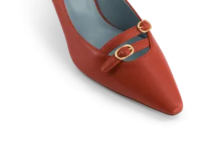Beryl Apple Leather Small Heel Pumps | Rust