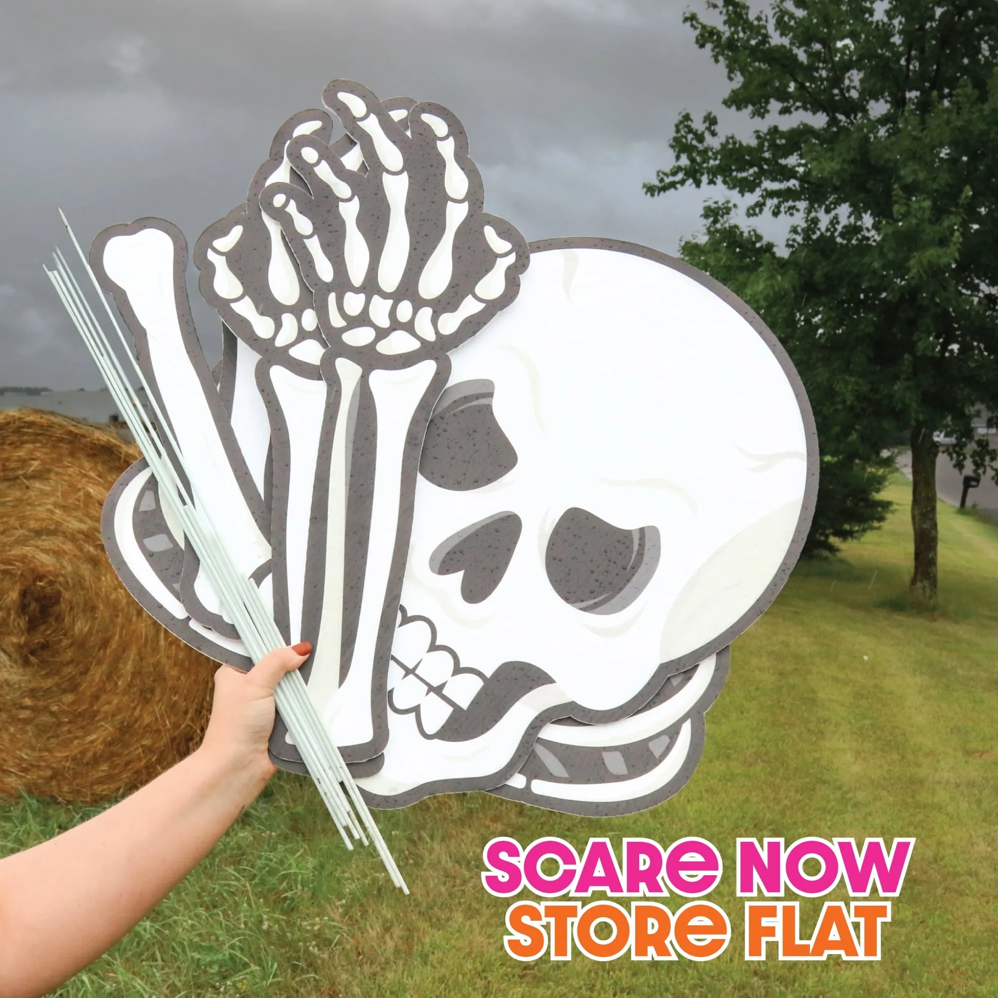 Big Skeleton Yard Sign Outdoor Lawn Decorations - Halloween Party Yard Signs