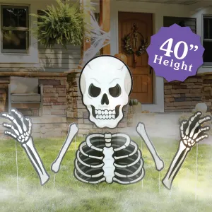 Big Skeleton Yard Sign Outdoor Lawn Decorations - Halloween Party Yard Signs