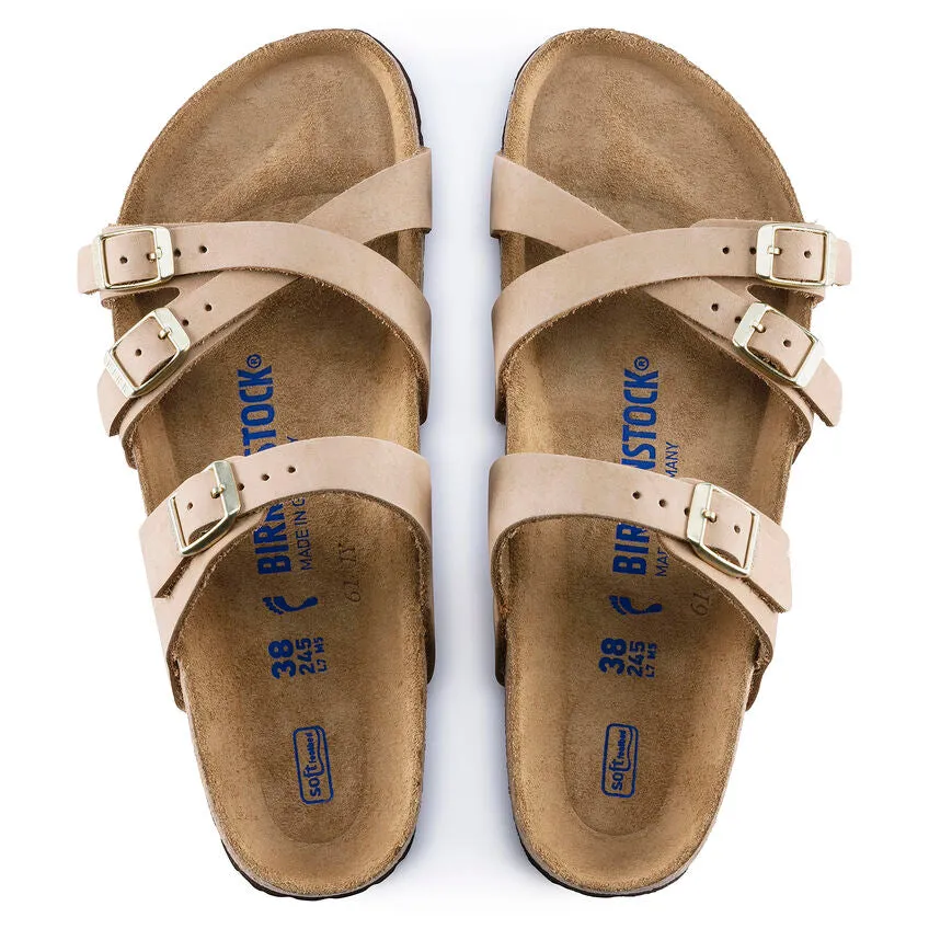 BIRKENSTOCK- FRANCA SOFT FOOTBED NUBUCK LEATHER SANDAL