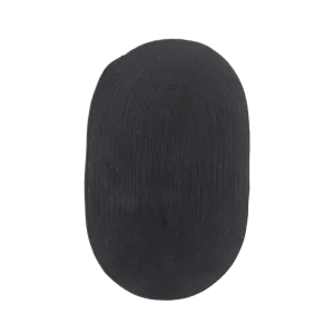Black Woven Oval Jute Rug