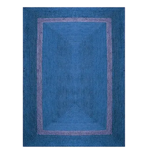 Blue and Gray Braided Area Jute Rug