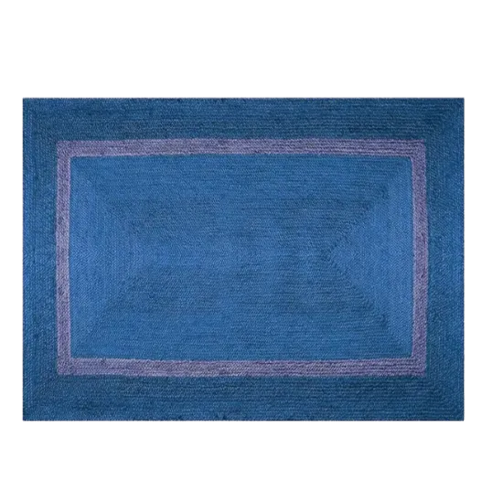 Blue and Gray Braided Area Jute Rug