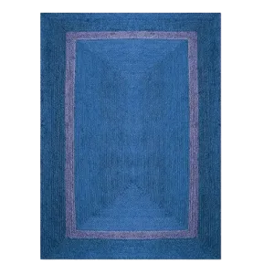 Blue and Gray Braided Area Jute Rug