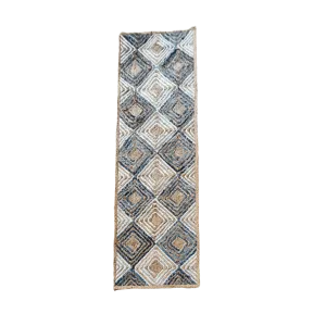 Blue Diamonds Runner Jute Rug