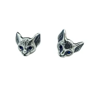Blue-Eyed Kitten Head Earrings
