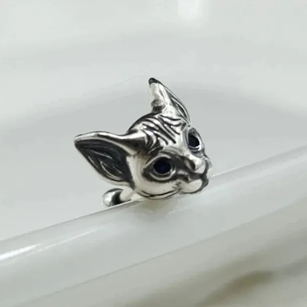 Blue-Eyed Kitten Head Earrings