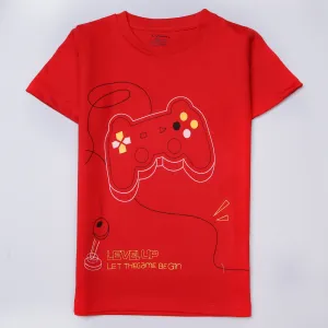 Boys Half Sleeves-Printed T-Shirt (Level Up)