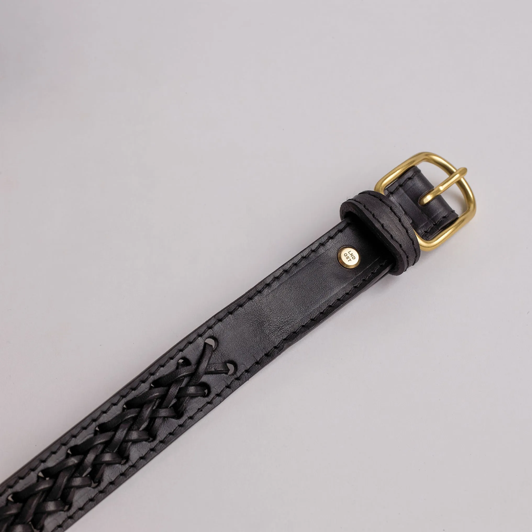 Braided Belt in Black Vachetta